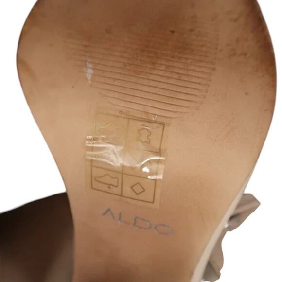 Aldo Shoes Womens 7.5 Pumps Ankle Wrap Buckle Bootie Peep Toe Leather Block Heel - Picture 15 of 16